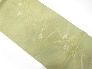 国定織物製　紗草花模様織り出し袋帯